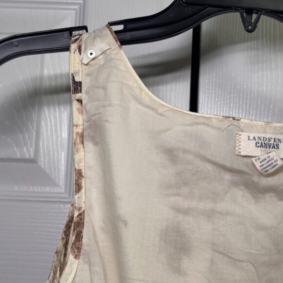 Lands' End Canvas 100% Cotton Poplin Midi Cream & Brown Floral Petite Size 2 EUC - Picture 8 of 16